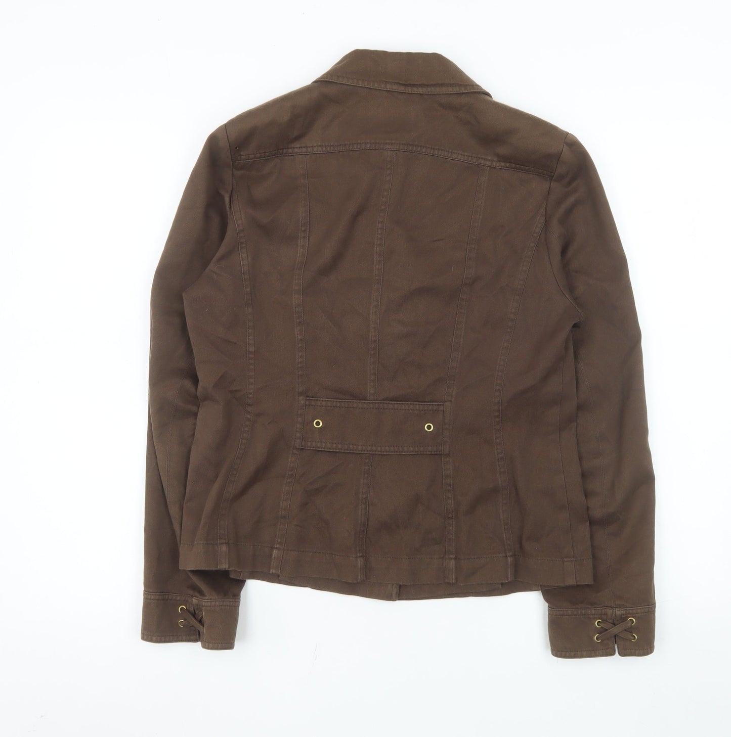Viyella Women Brown Cotton Suit Jacket UK 10 Classic Double-Breasted Style
