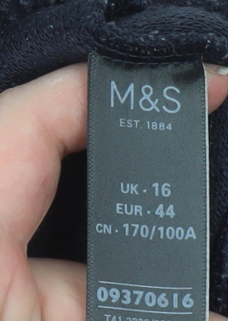 Marks and Spencer Women's Black Knit Open Front Coatigan Size 16