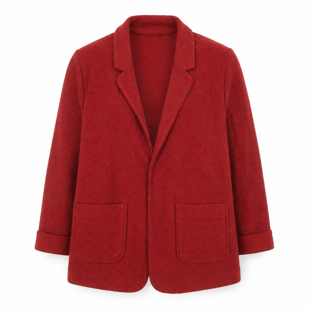 Tu Women Red Cotton Blend Textured Blazer Size 14 Classic Fit