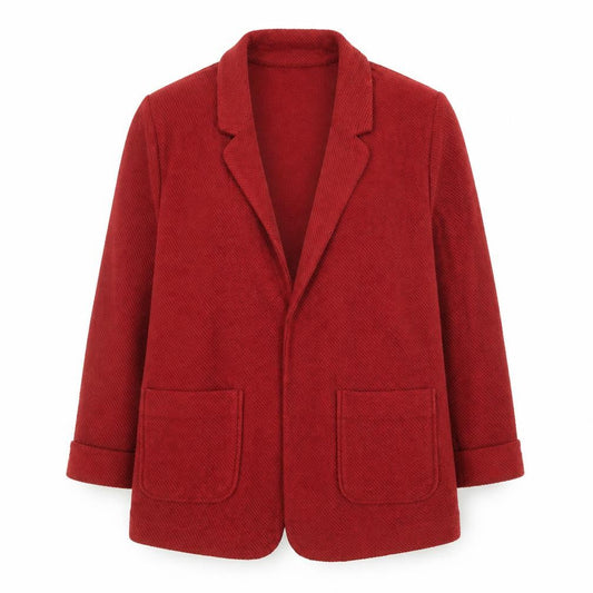 Tu Women Red Cotton Blend Textured Blazer Size 14 Classic Fit