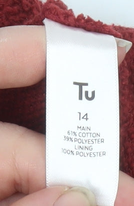 Tu Women Red Cotton Blend Textured Blazer Size 14 Classic Fit