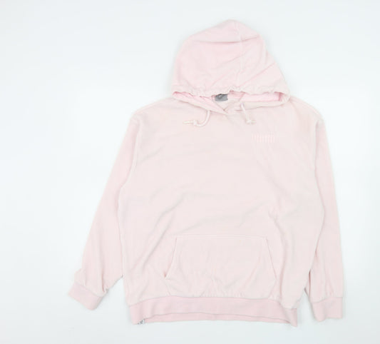 Puma Women Pink Hoodie Size 12 Cotton Blend Pullover Sweatshirt