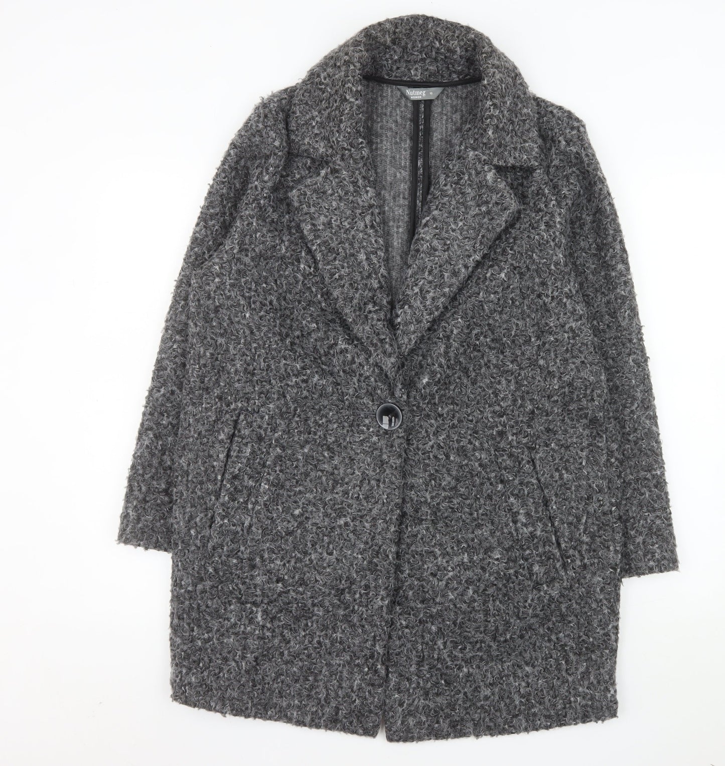 Nutmeg Women's Grey Mid-Length Textured Overcoat Size 10
