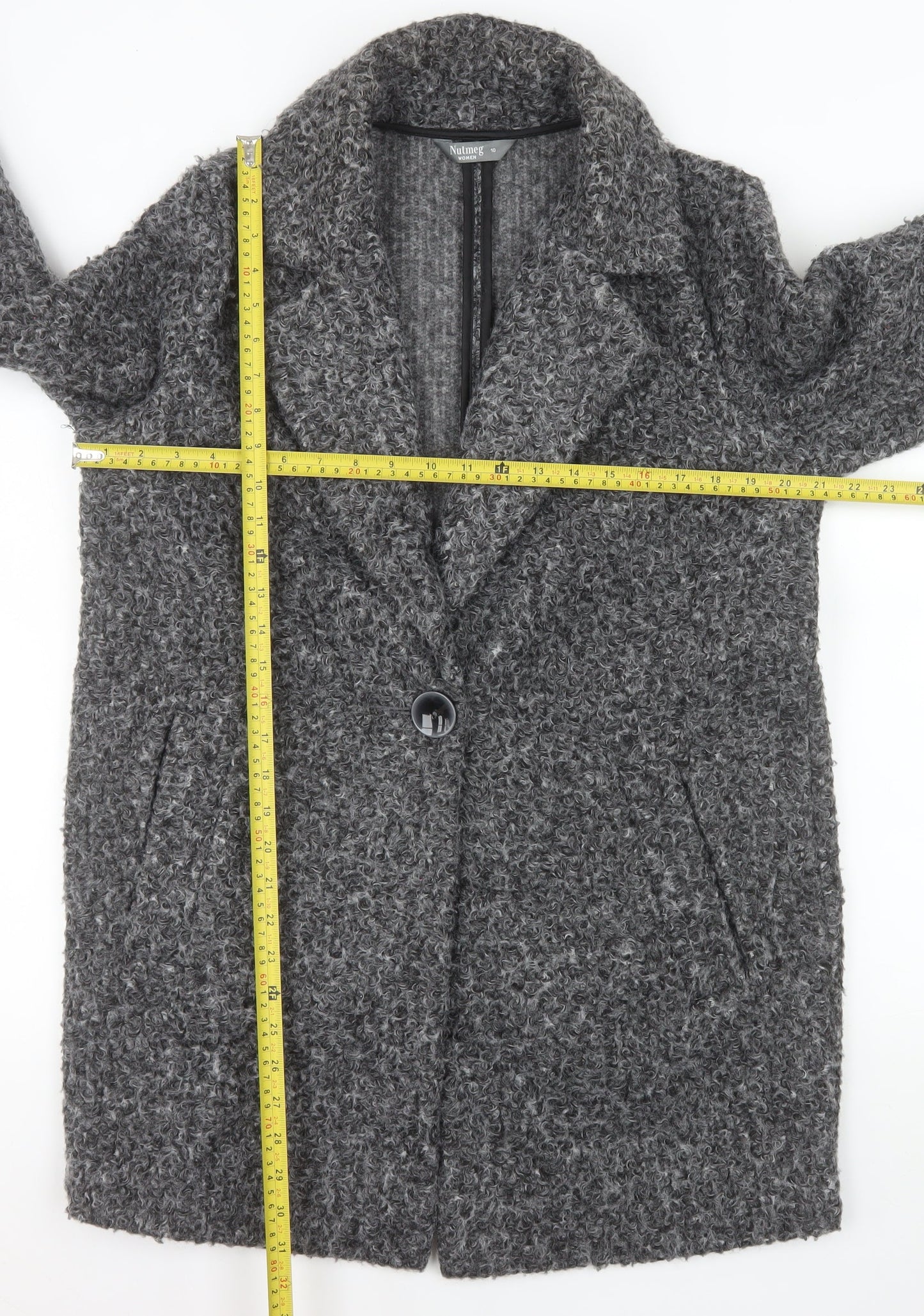 Nutmeg Women's Grey Mid-Length Textured Overcoat Size 10