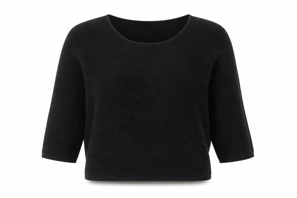 Great Plains Women’s Black Knit Cotton Blend 3/4 Sleeve Top S