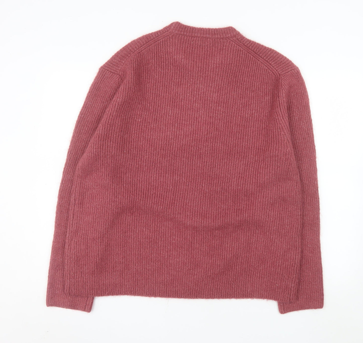 Zara Women Pink Alpaca Wool Blend Rib Knit Pullover Jumper L