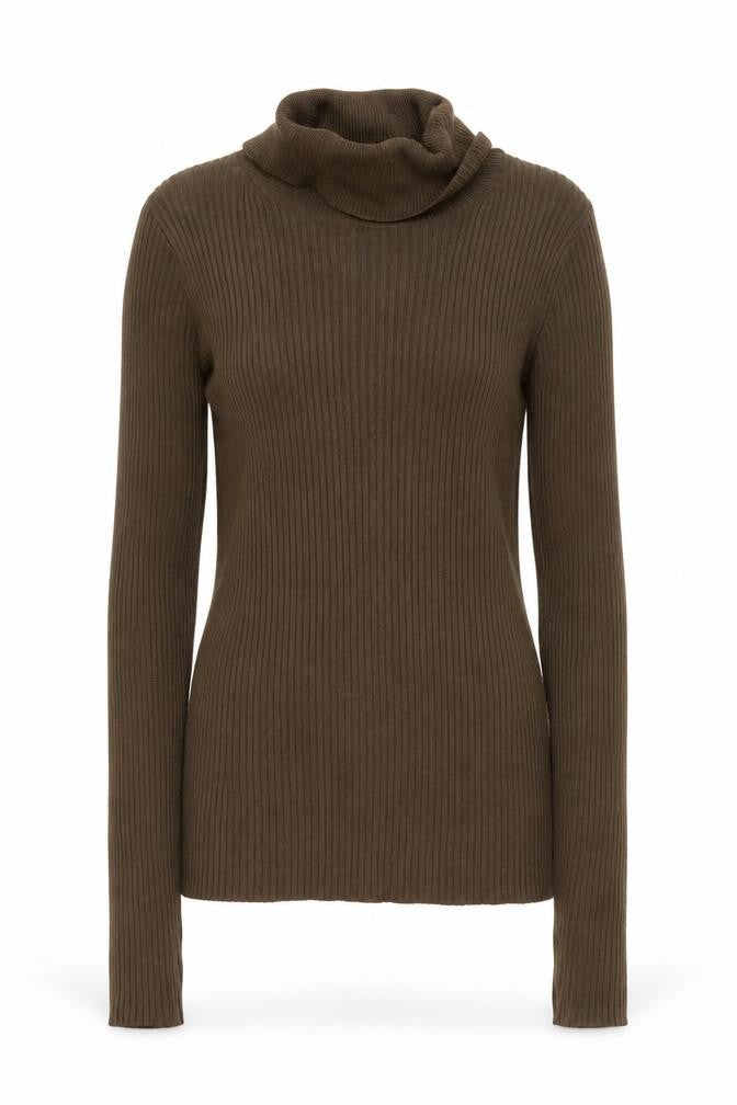 Collusion Women’s Brown Roll Neck Ribbed Knit Jumper Size 8