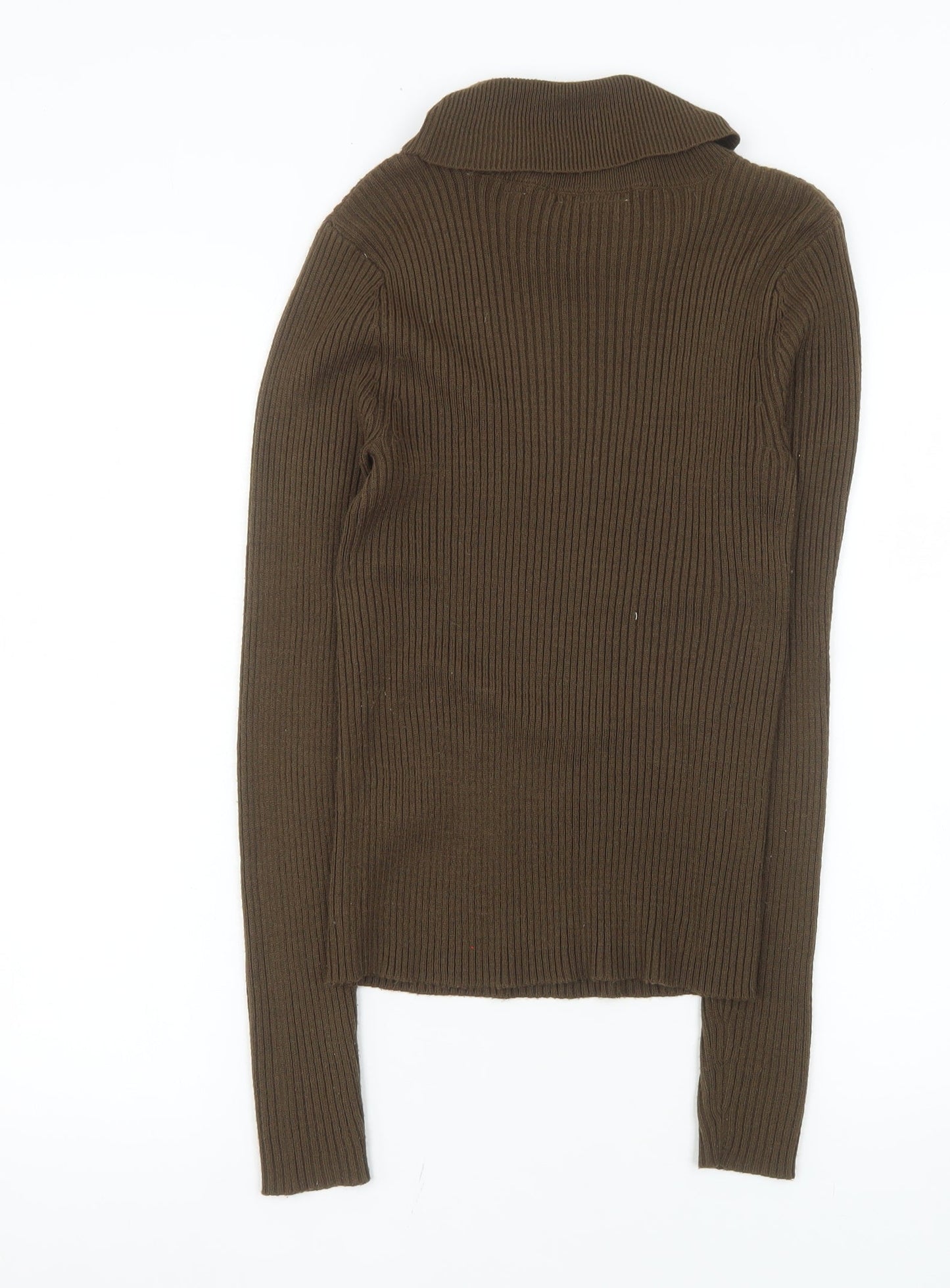 Collusion Women’s Brown Roll Neck Ribbed Knit Jumper Size 8