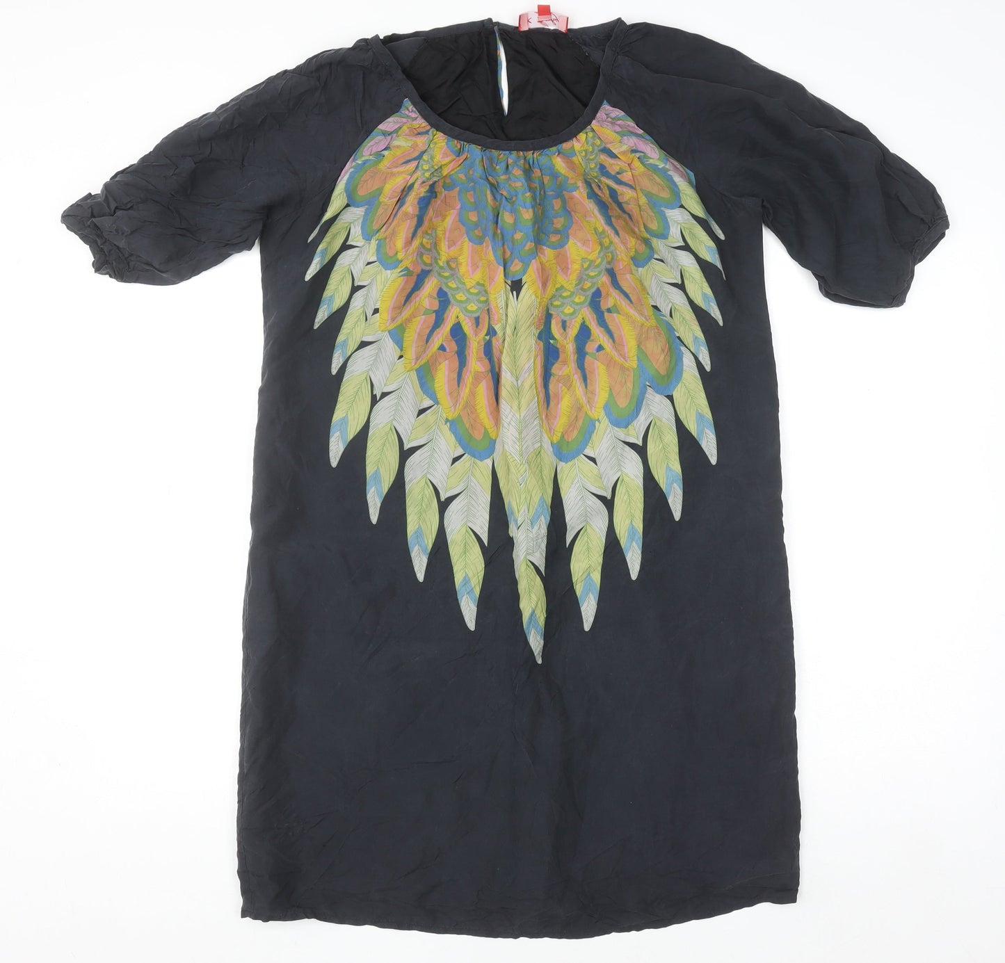 Derhy Women’s Black Silk Bohemian Tunic Blouse Size L