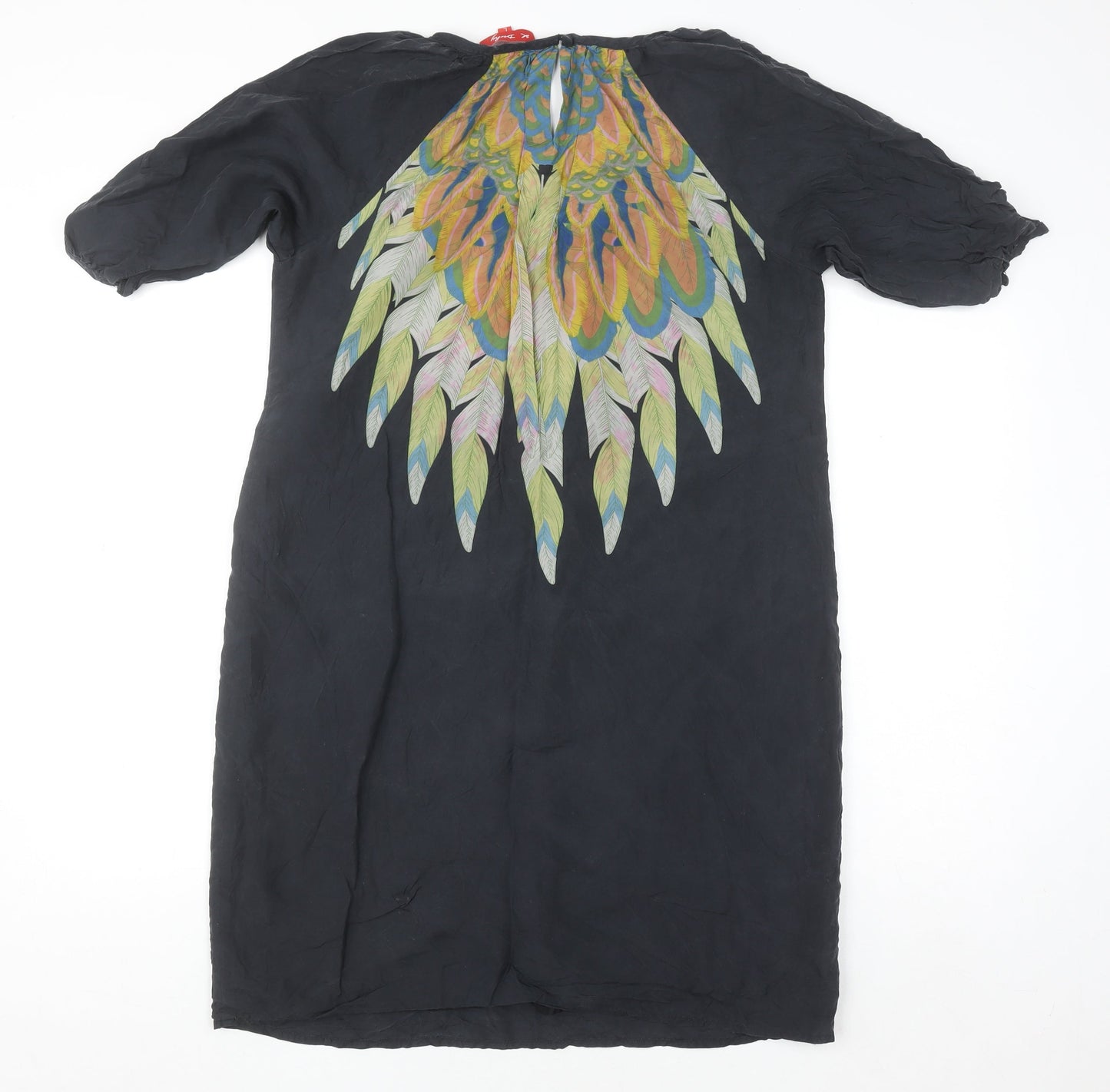 Derhy Women’s Black Silk Bohemian Tunic Blouse Size L