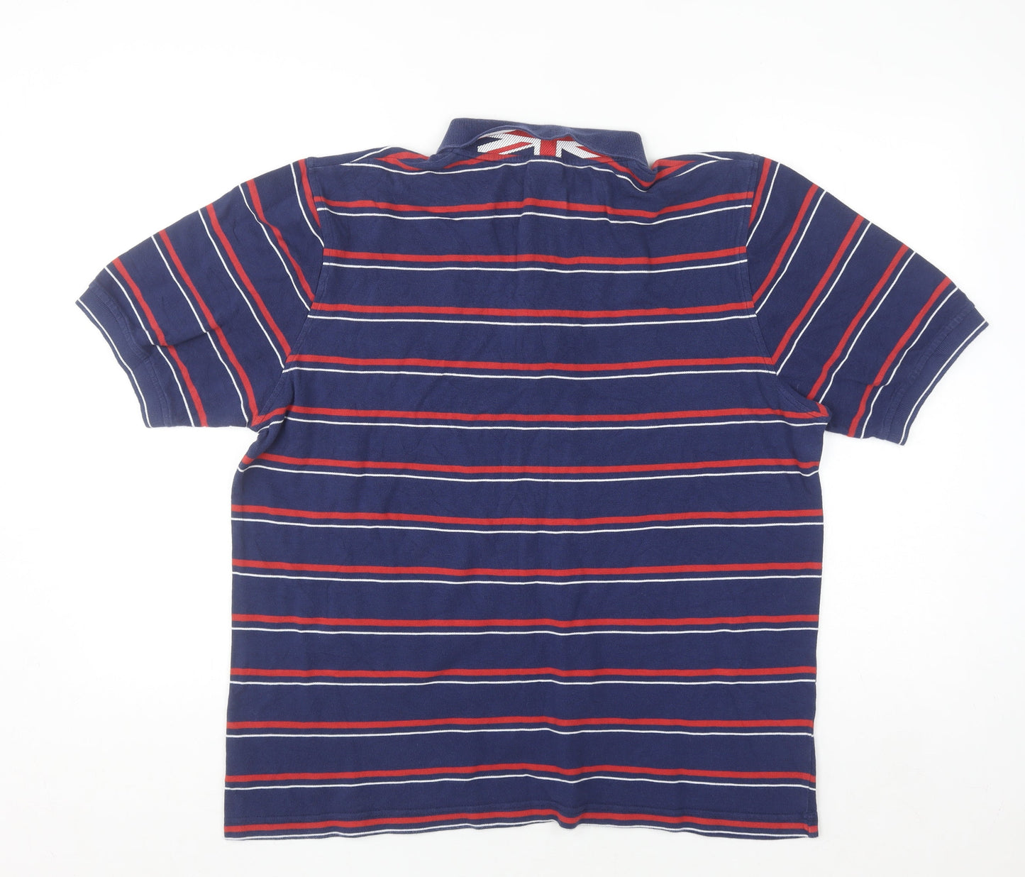 Kangol Men's Blue Striped Cotton Polo Shirt Size L Short Sleeve