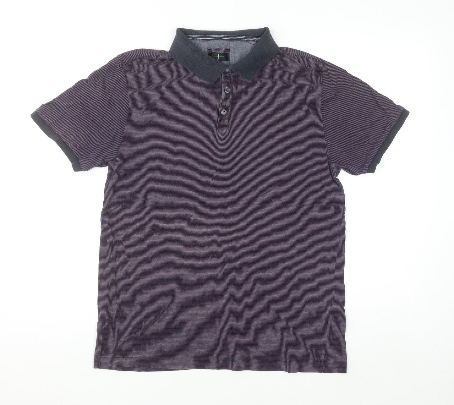 Jasper Conran Men's Purple Striped Cotton Polo Shirt M