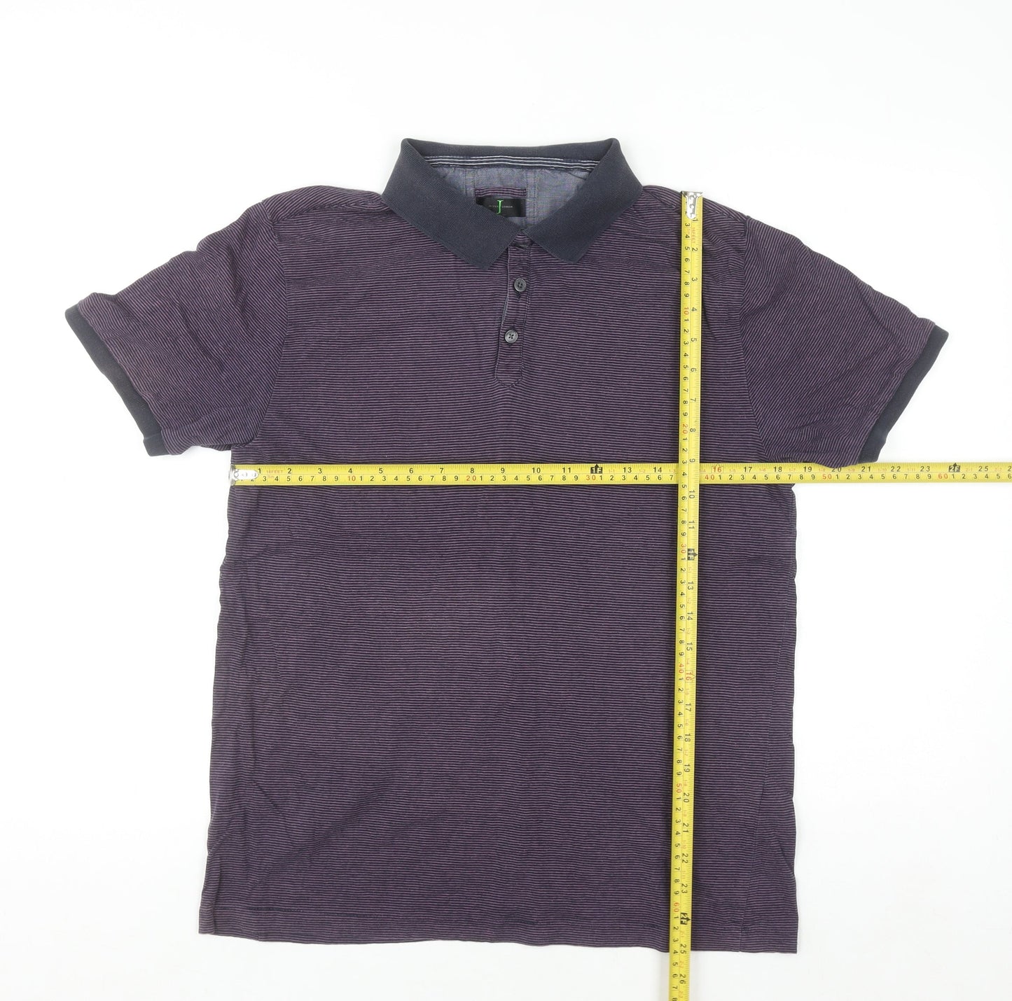 Jasper Conran Men's Purple Striped Cotton Polo Shirt M