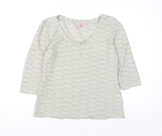 Phase Eight Women’s Beige 3/4 Sleeve Scoop Neck Blouse Size 14