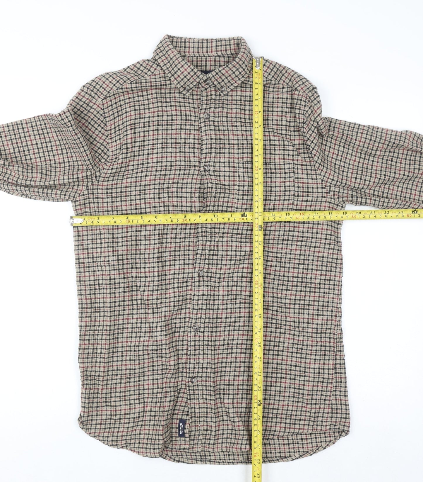 Kensington Eastside Mens Beige Check Cotton Flannel Shirt M