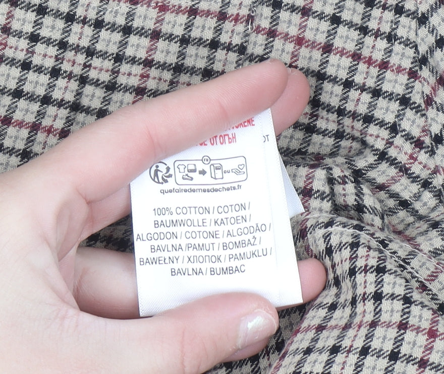 Kensington Eastside Mens Beige Check Cotton Flannel Shirt M