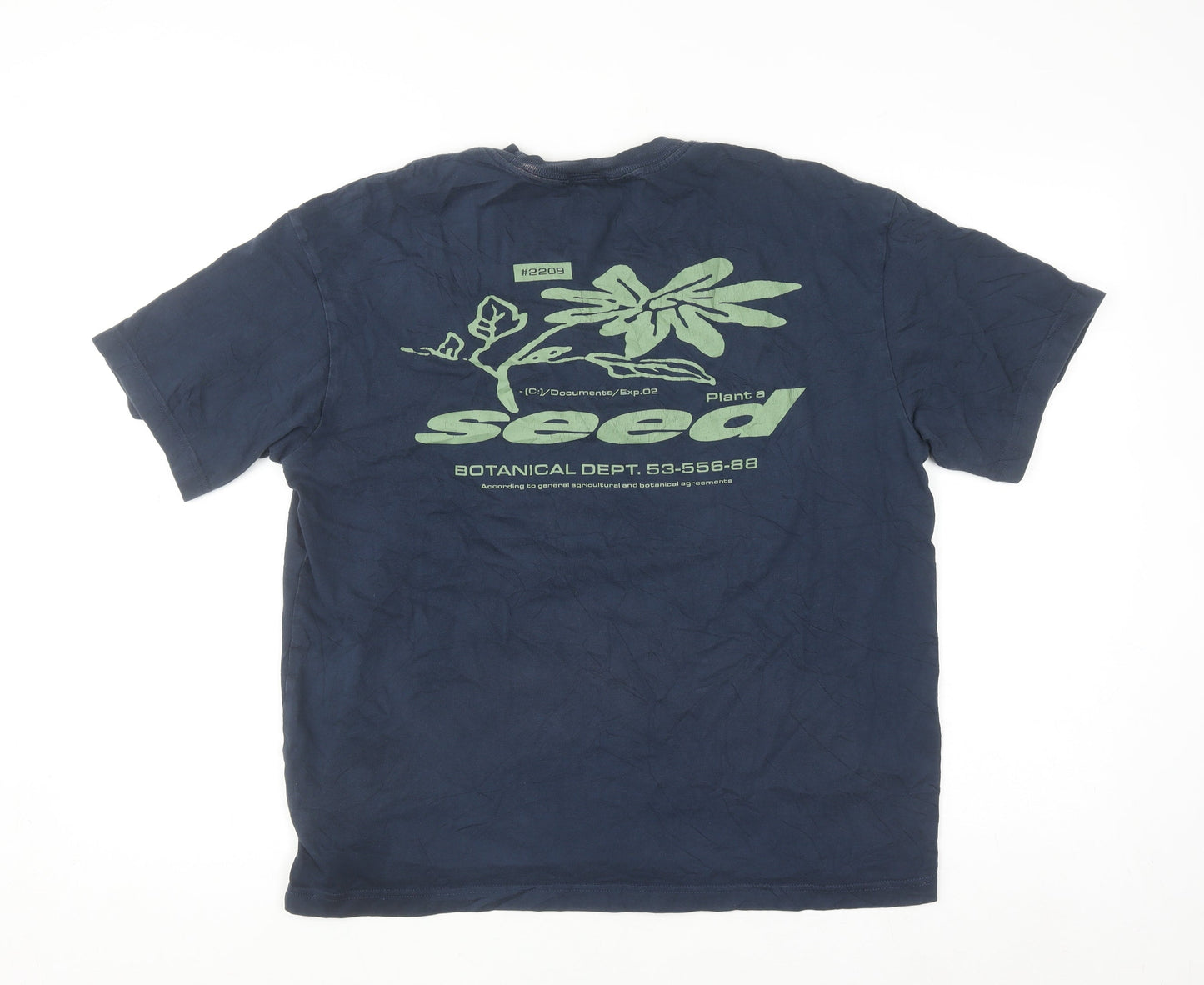 H&M Men's Blue Relaxed Fit Nature Graphic Cotton T-Shirt Size M