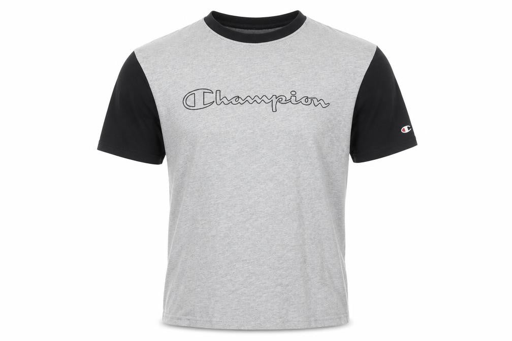 Champion Men’s Grey Black Short Sleeve Crew Neck Sports T-Shirt Medium