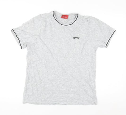 Slazenger Men's Grey Small Crew Neck Short Sleeve Cotton T-Shirt