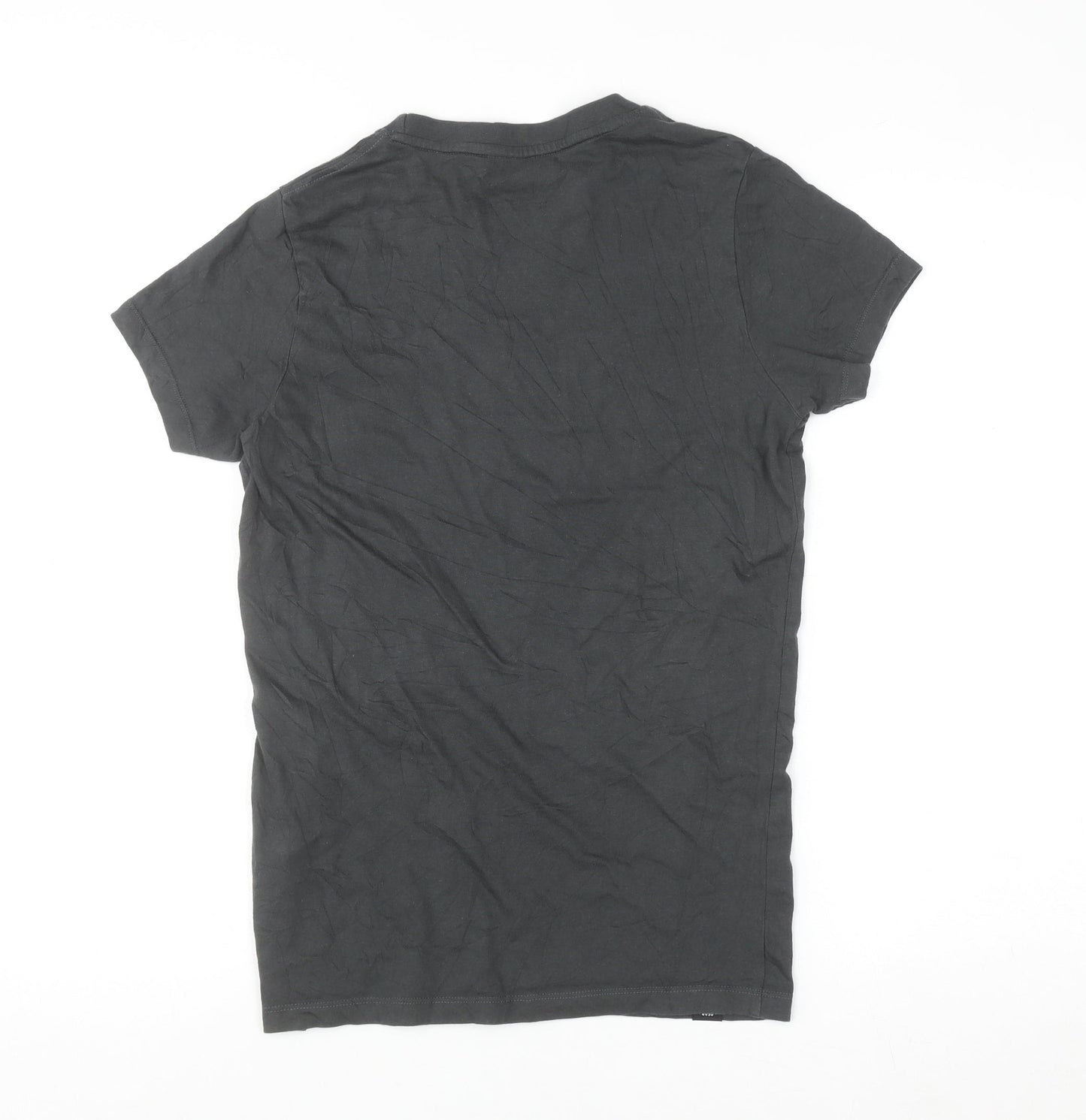 Palm Womens Black Organic Cotton T-Shirt Size S Crew Neck Casual