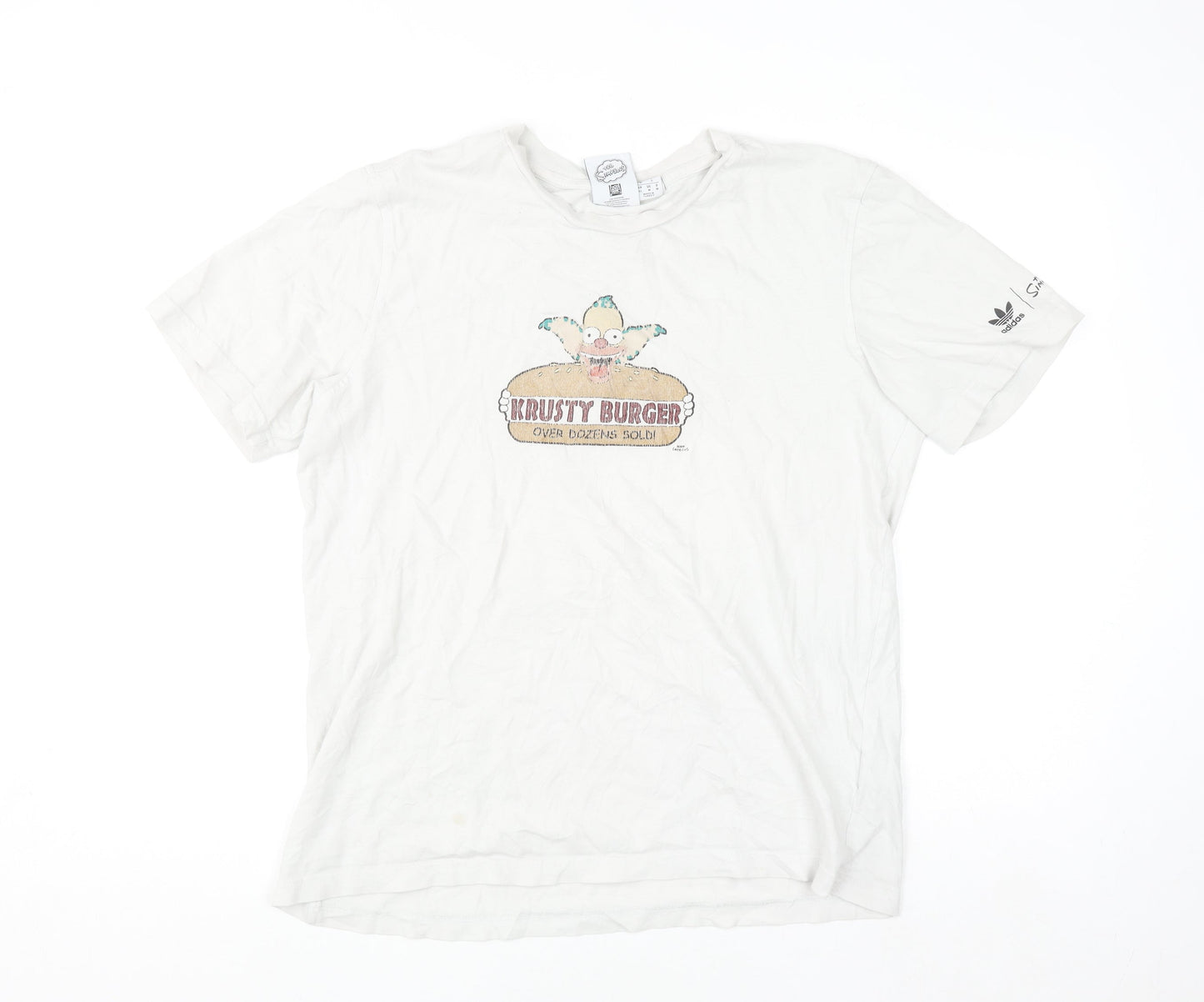 Adidas x The Simpsons Men's White Krusty Burger Graphic T-Shirt L