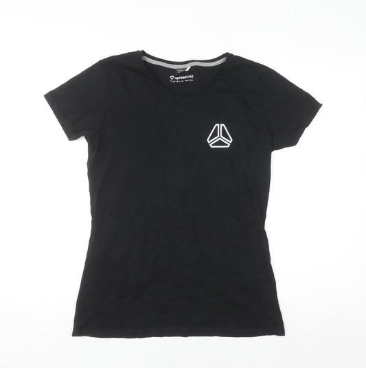 Spreadshirt Women Black Cotton Crew Neck Basic Short Sleeve T-Shirt M