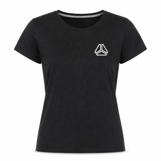 Front view of Spreadshirt Women Black Cotton Crew Neck Basic Short Sleeve T-Shirt M