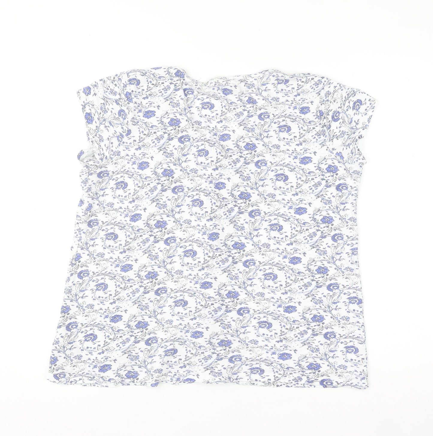 Fat Face Women’s Blue Floral Short Sleeve Cotton Modal Blouse Size 10