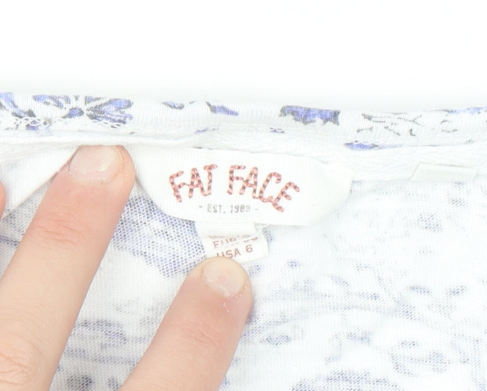 Fat Face Women’s Blue Floral Short Sleeve Cotton Modal Blouse Size 10