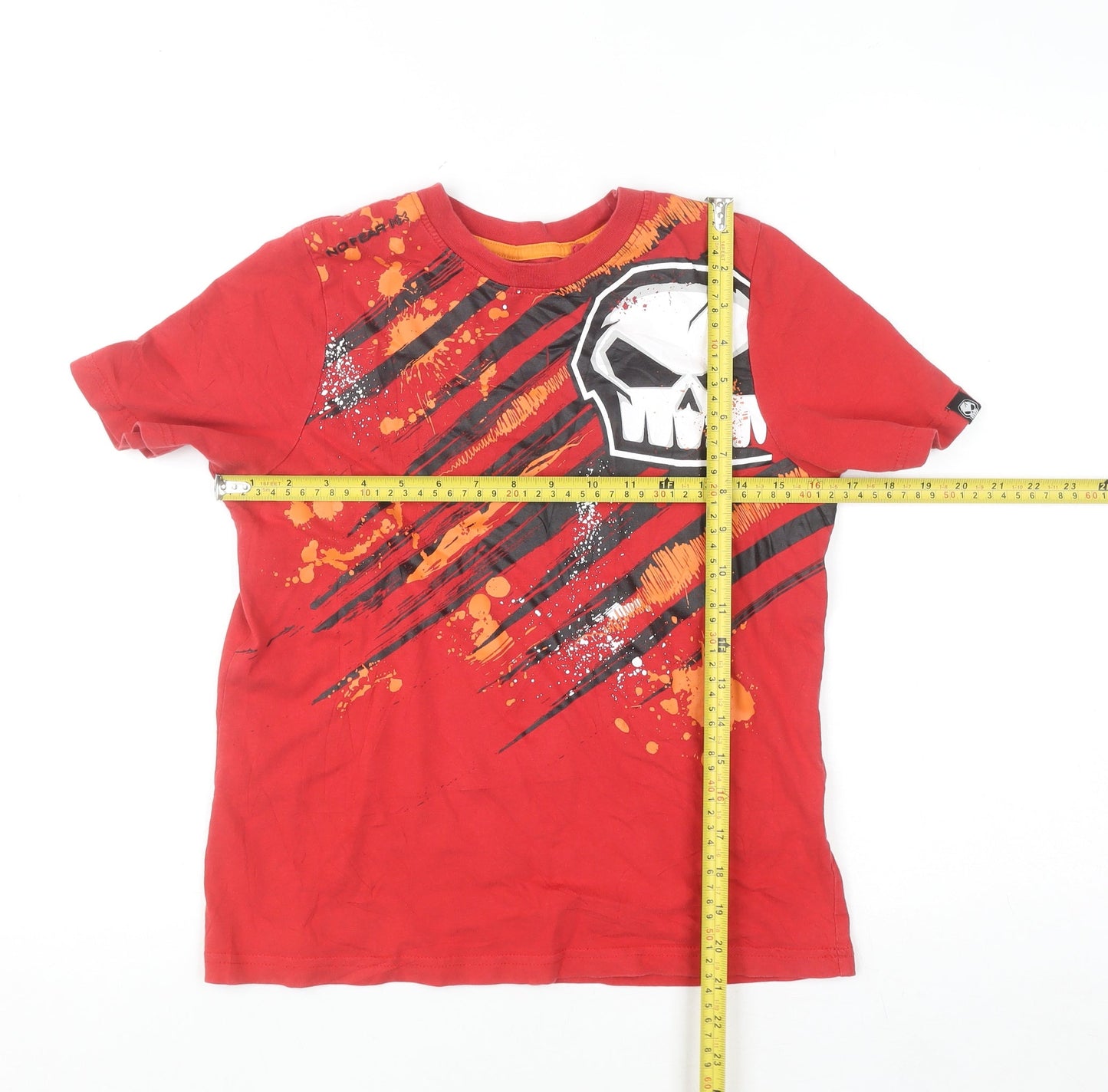 No Fear Boys Red Skull Graphic T-Shirt 13 Years Short Sleeve Cotton