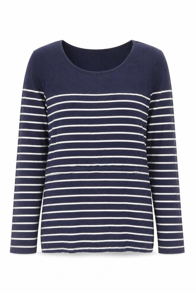 JoJo Maman Bébé Women's Blue Striped Long Sleeve Maternity T-Shirt S