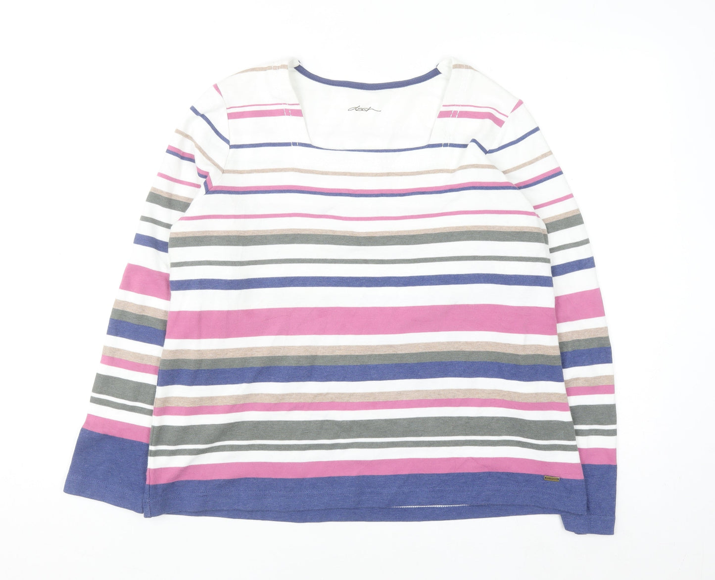 Dash Women’s Multicoloured Striped Long Sleeve Cotton Blend T-Shirt Size 18
