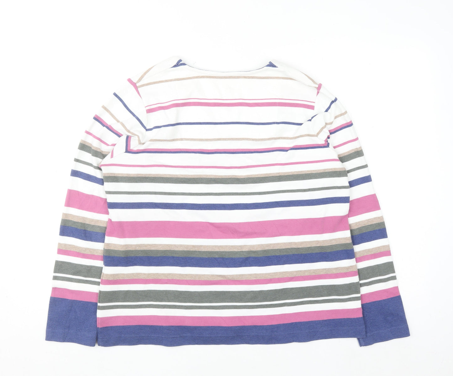 Dash Women’s Multicoloured Striped Long Sleeve Cotton Blend T-Shirt Size 18