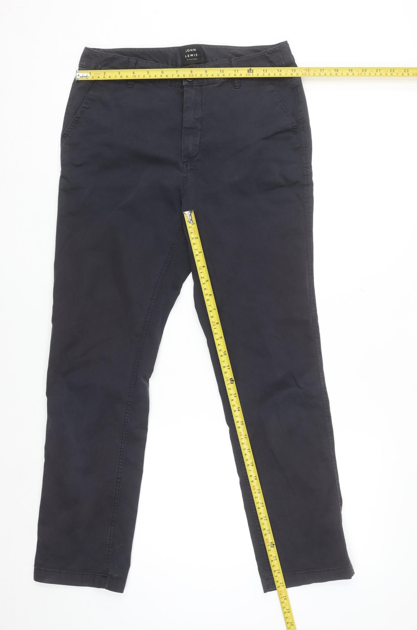 John Lewis Womens Navy Cotton Stretch Chino Trousers Size 10