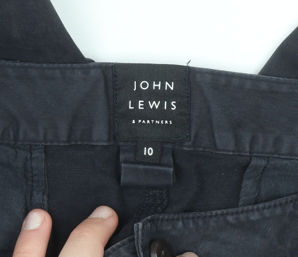 John Lewis Womens Navy Cotton Stretch Chino Trousers Size 10