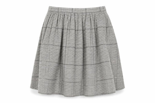 Front view of Cotswold Collections Women’s Grey Tweed Wool A-Line Skirt, size UK 16