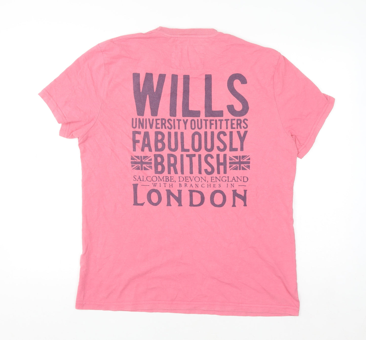 Jack Wills Women's Pink Crew Neck Short Sleeve T-Shirt Size L