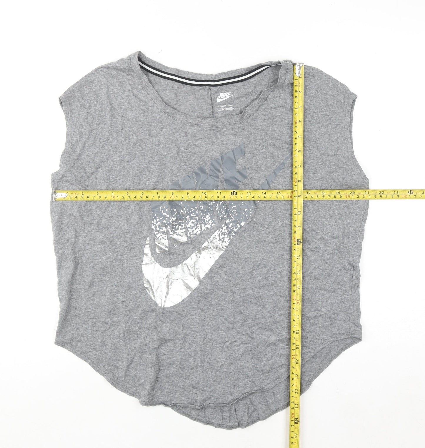 Nike Womens Grey Sleeveless Tank Top L Basic Logo Sportswear