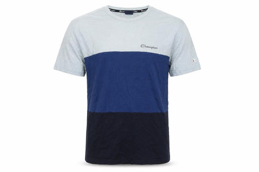 Champion Men's Blue Colourblock Crew Neck Cotton T-Shirt XL