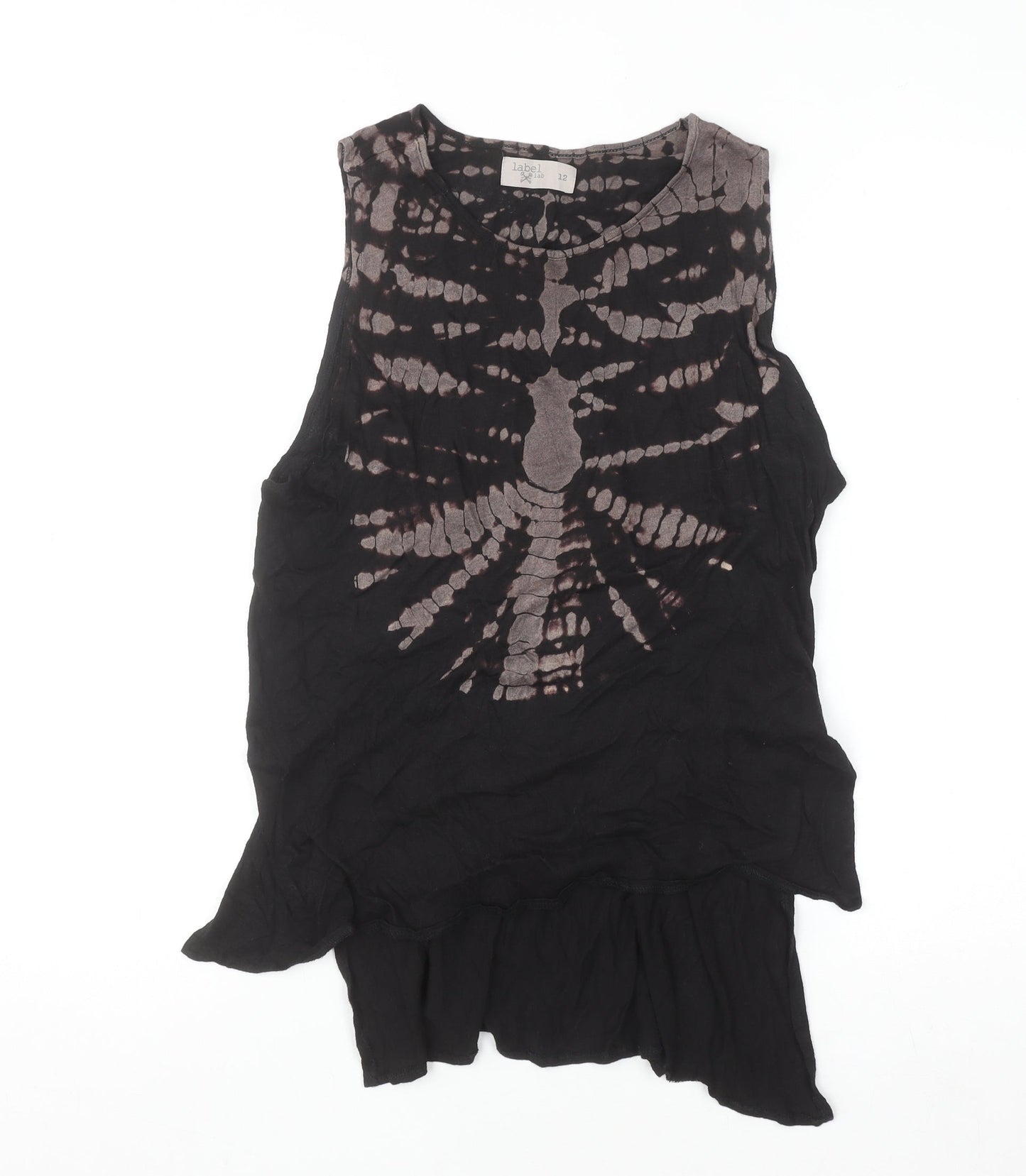 Label Lab Womens Black Tie Dye Sleeveless Camisole Top Size 12