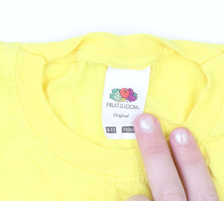 Fruit of the Loom Girls Yellow Huddersfield Giants Cotton T-Shirt 9-11 Years