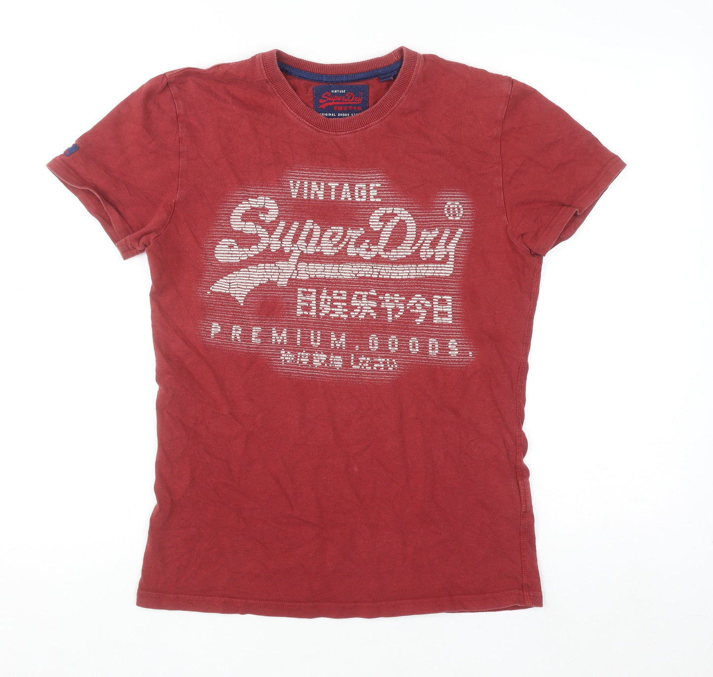 Superdry Mens Red Vintage Graphic Print Cotton T-Shirt Size S