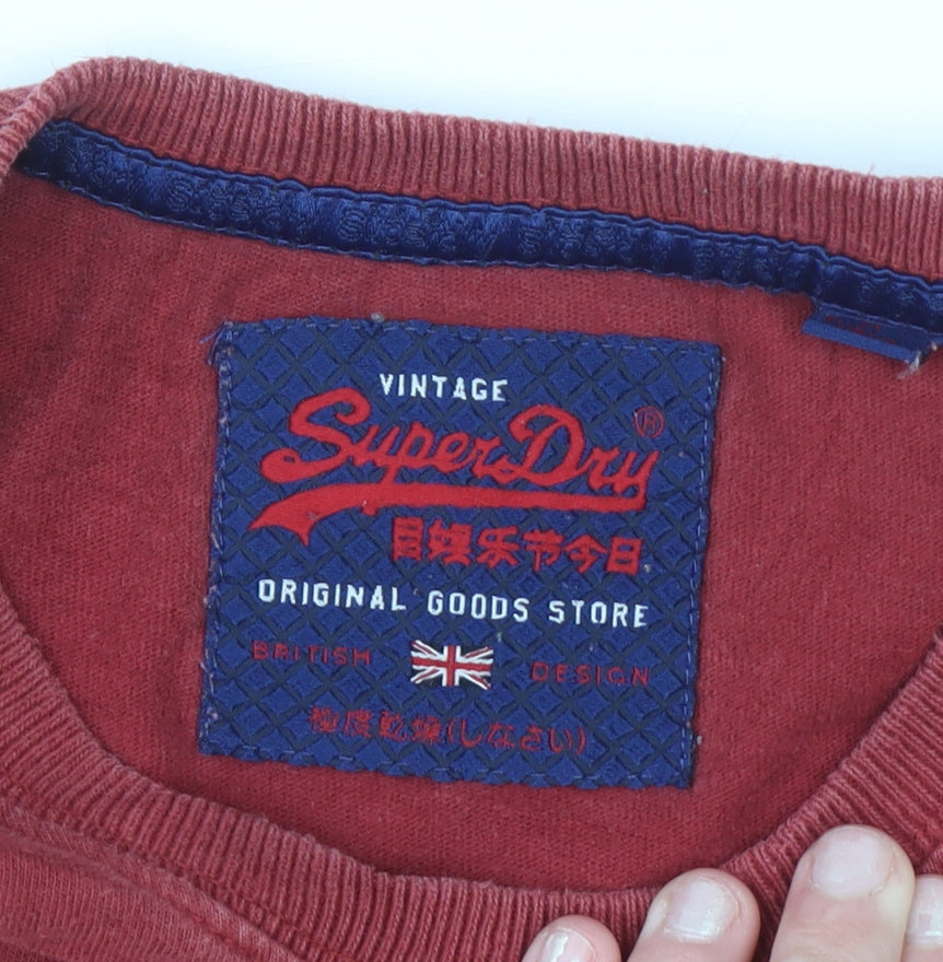 Superdry Mens Red Vintage Graphic Print Cotton T-Shirt Size S