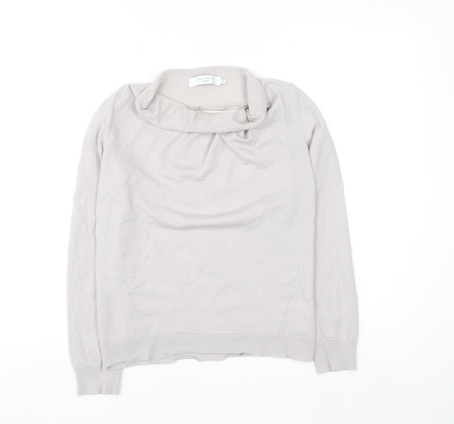 John Lewis Women Beige 10 Merino Wool Cowl Neck Jumper
