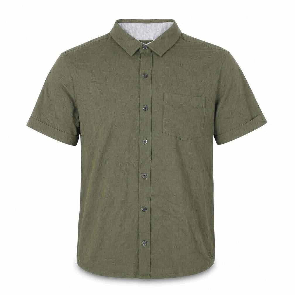 Tailor Vintage Men's Green Short Sleeve Button-Up Shirt M Regular Fit