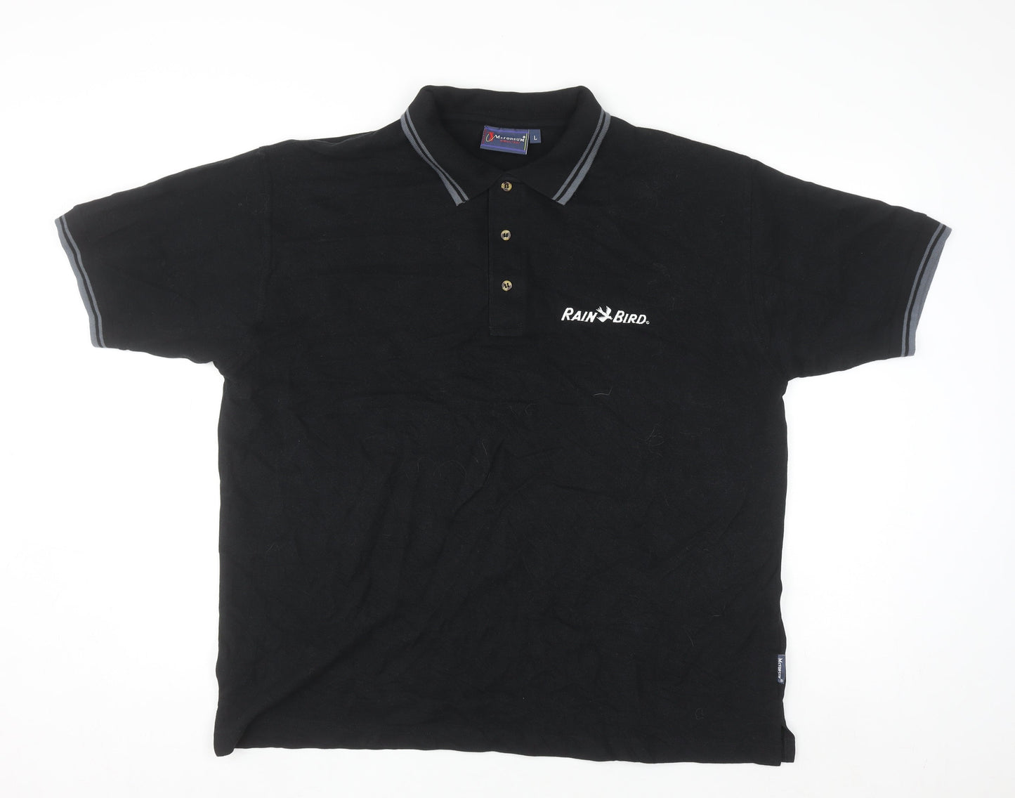 McForsum Men’s Black Cotton Polo Shirt L Logo Workwear