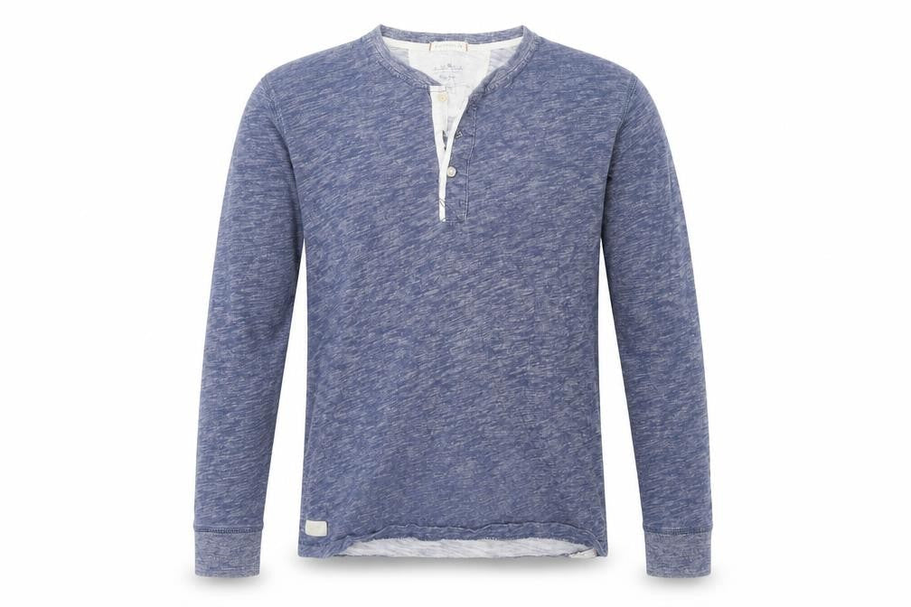 Pepe Jeans Men’s Blue Cotton Henley Long Sleeve Casual Top Size L
