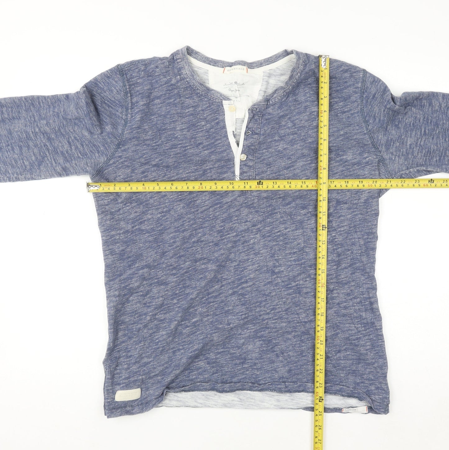 Pepe Jeans Men’s Blue Cotton Henley Long Sleeve Casual Top Size L