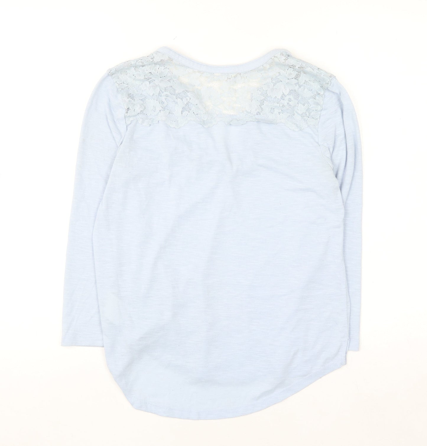 H&M Women Blue Lace Shoulder Long Sleeve V-Neck Blouse XS