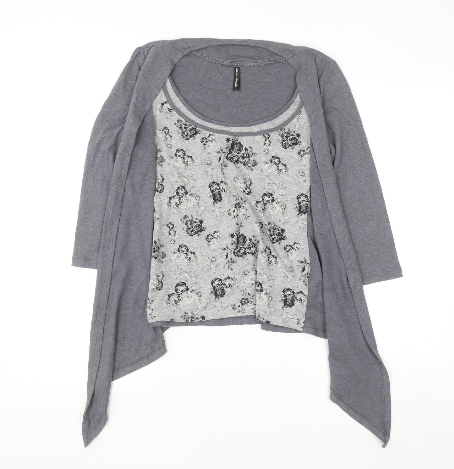 Marks and Spencer Women's Grey Floral Tunic Top Size 10